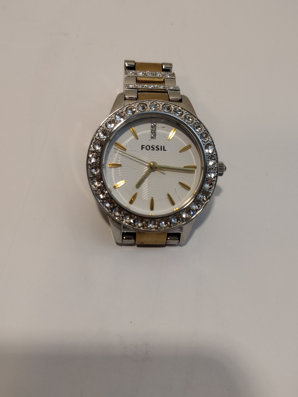 Fossil Women's Two-Tone Crystal Bezel Watch in Gold and Silver